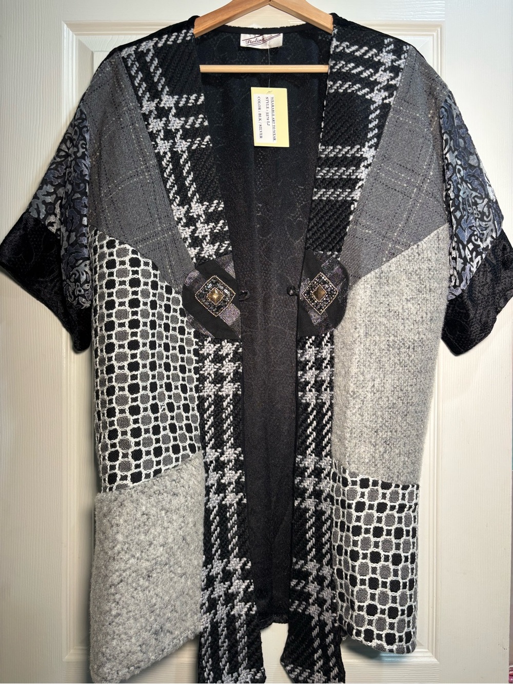 NWT Sterling Styles 100% Artsilk Patchwork Kimono Cardigan One Size Artsy